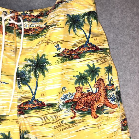 POLO RALPH LAUREN Shorts XL Vtg KAILUA 7.25" TRUNK BOARD Shorts Leopard Lined - Picture 5 of 13